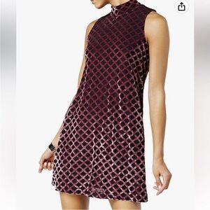 Pink/Black vintage inspired patterned high neck shift dress